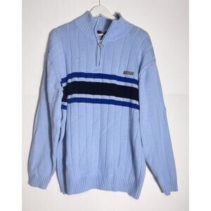 Vintage South Pole Pull Over Sweater Blue White Men's size XXL Y2K 1/4 Zip